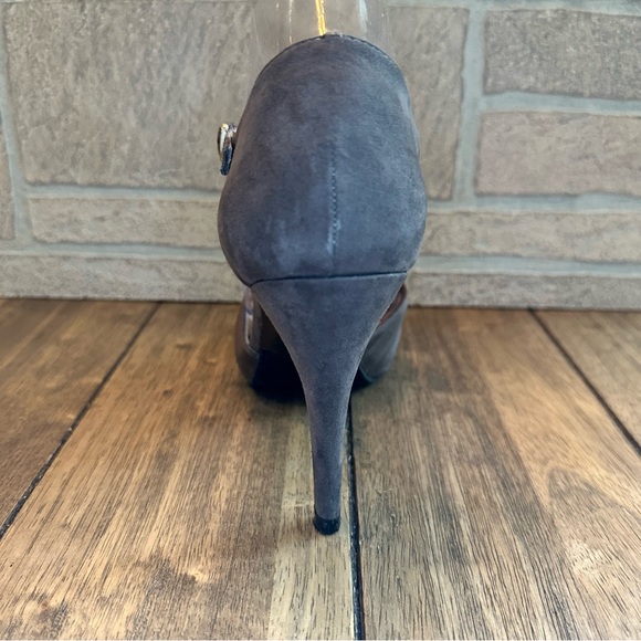 Unisa T-Strap Satin Knot High Heel Stiletto Chocolate / Wine / Gray / Size 7.5M - Picture 12 of 14